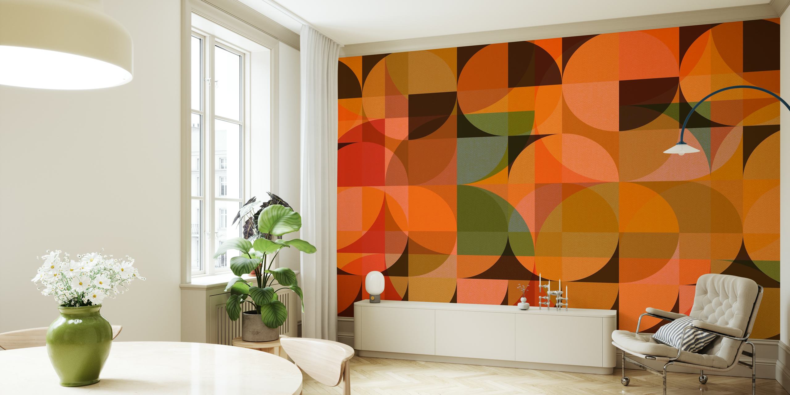 Mid Century Bauhaus Rounds wandbedekking ontwerp